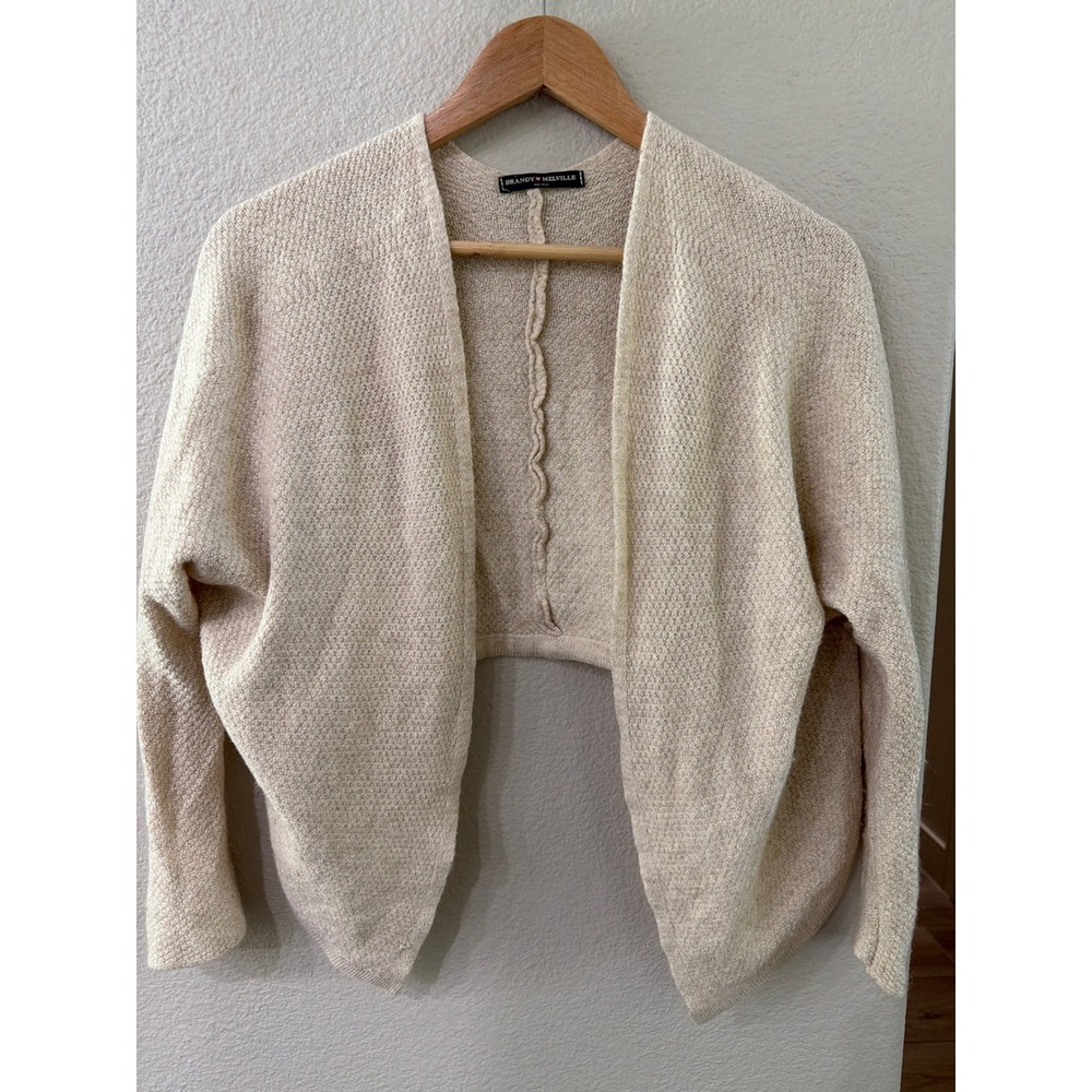 Brandy Melville Cream Open Front Shrug Cardigan One Size Cropped Knit Bolero